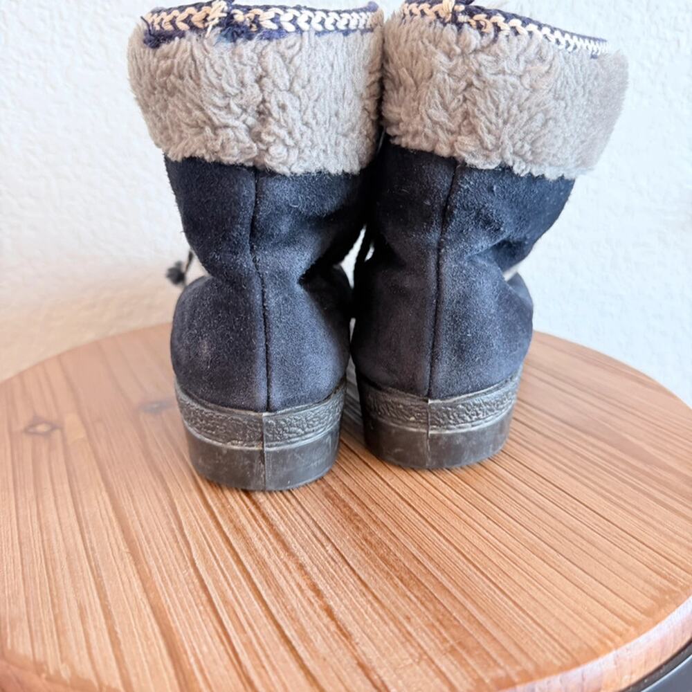 Yodelers Shearling Boots 7B Blue Suede Lace Up Made in USA Vintage Cozy - Picture 3 of 16